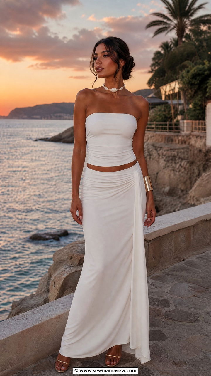 Tube Top and Maxi Skirt Matching Set Outfit - 35 matching set outfits inspo