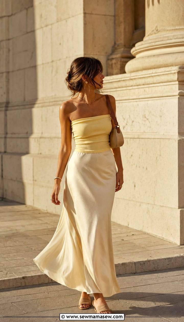 Tube Top and Maxi Skirt Outfit - 25 Spring outfits for women in their 20s