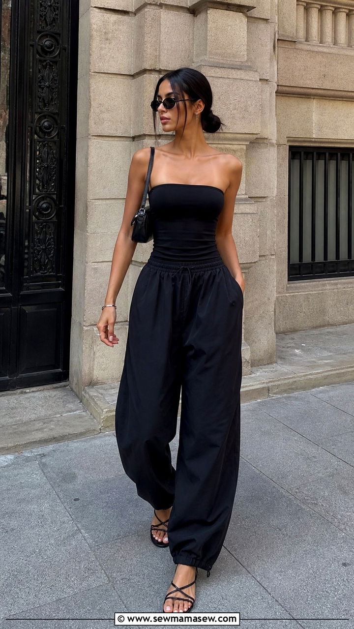 Tube Top and Parachute Pants Outfit - 40 Chic summer outfit ideas 2026