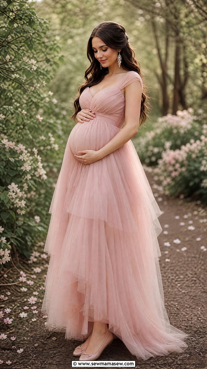 Tulle Gown Maternity Photoshoot Outfit - 30 Maternity photoshoot outfit ideas