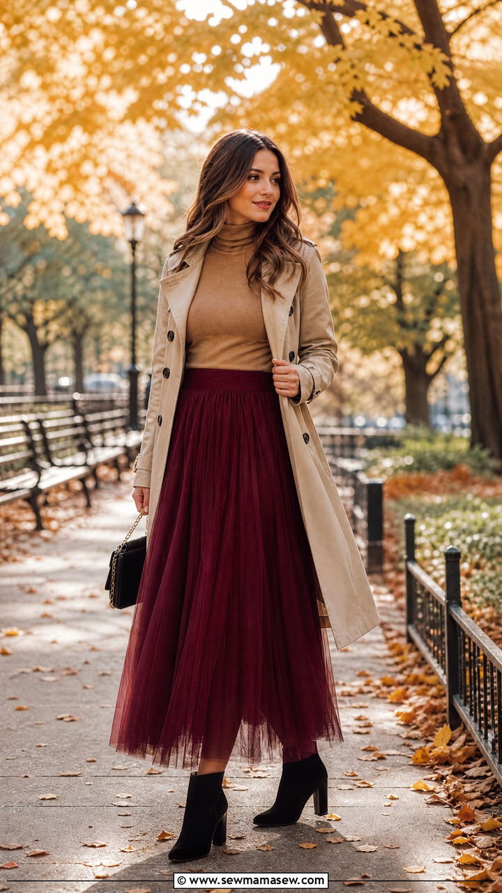Tulle Maxi Skirt With Ankle Boots For Fall Outfit - 25 Tulle maxi skirt outfit ideas
