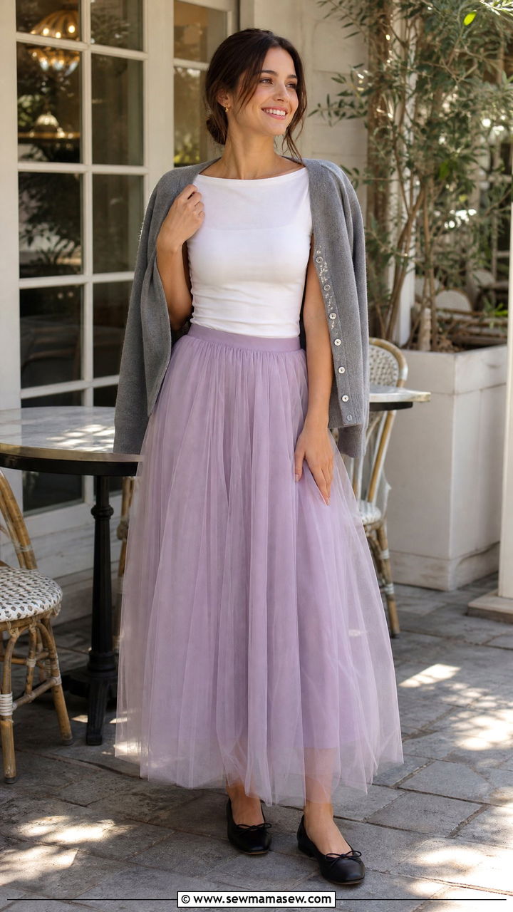 Tulle Maxi Skirt With Ballet Flats Outfit - 25 Tulle maxi skirt outfit ideas