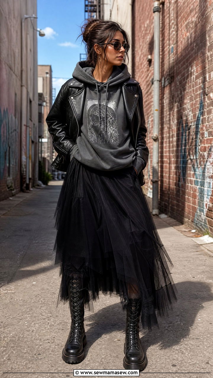 Tulle Maxi Skirt With Combat Boots Edgy Outfit - 25 Tulle maxi skirt outfit ideas