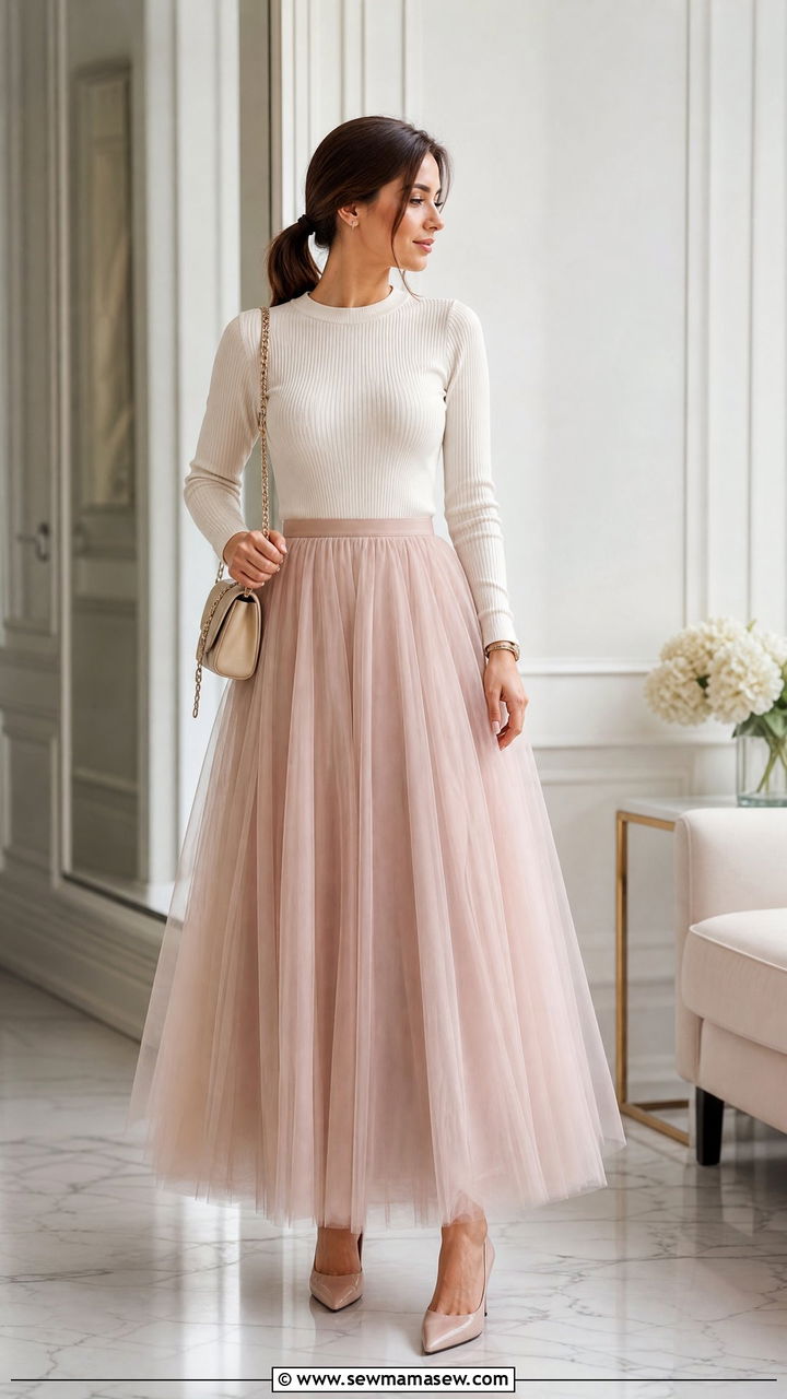 Tulle Maxi Skirt With Fitted Top - 30 romantic outfits to copy