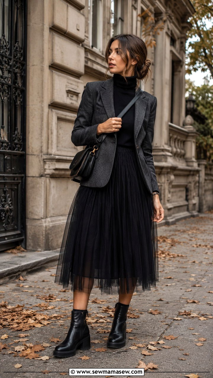 Tulle Skirt With Blazer And Ankle Boots - 20 Tulle skirt outfit ideas with a blazer