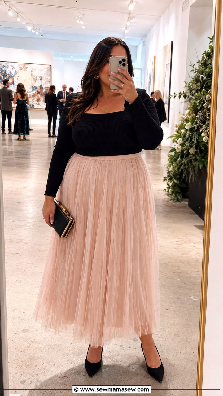 Tulle Skirt With Fitted Top - 30 Plus size outfit ideas for wedding guest