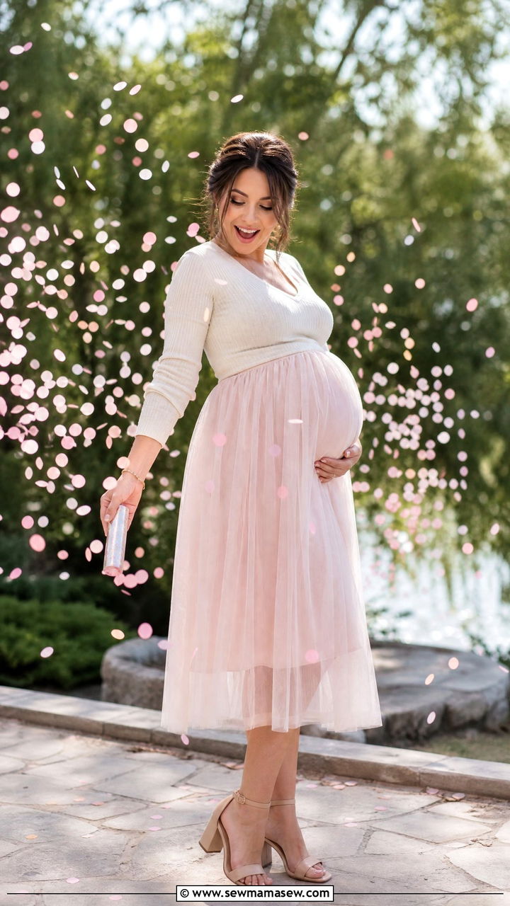 Tulle Skirt and Fitted Top Maternity Outfit - 25 Maternity outfit ideas for gender reveal