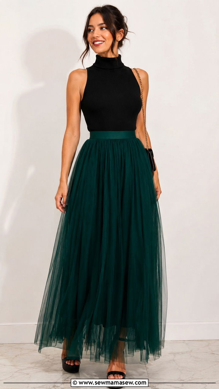 Tulle maxi skirt with platform heels - 25 Tulle skirt outfit ideas with heels