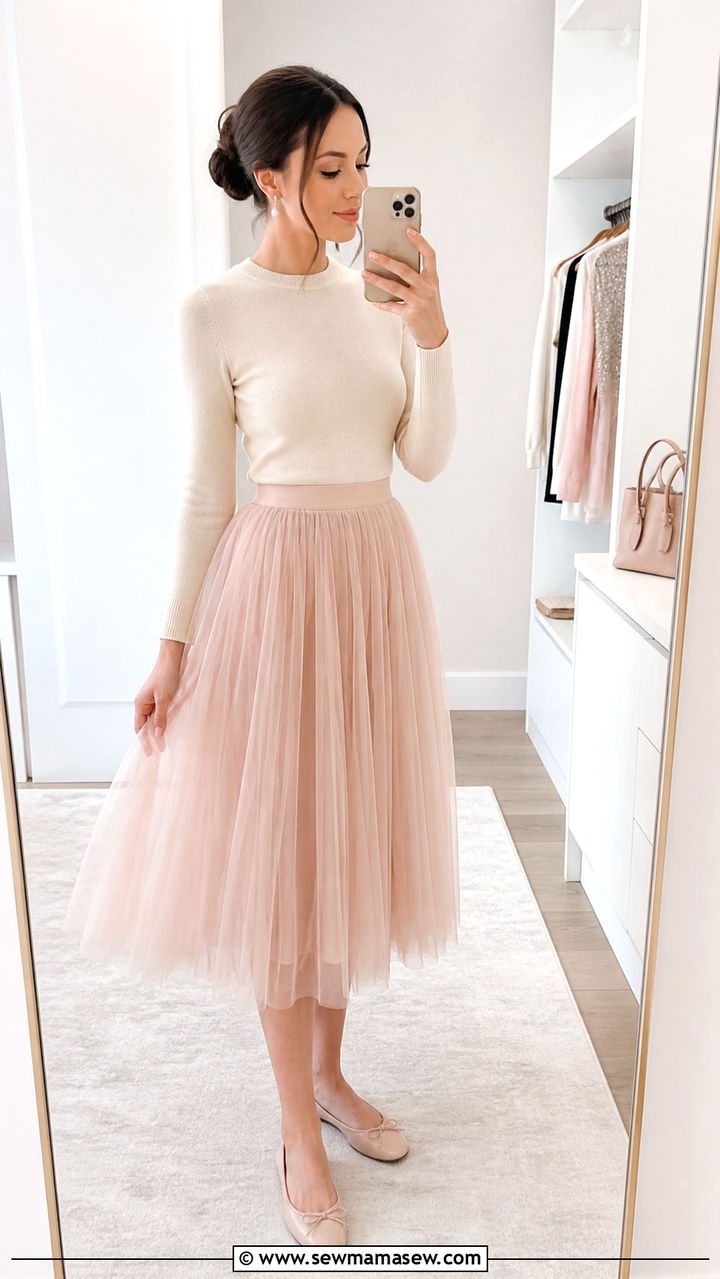 Tulle skirt and fitted cashmere sweater - 20 Ballet recital outfit ideas