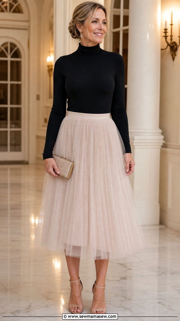 Tulle skirt with bodysuit outfit - 25 Tulle skirt outfit ideas for women over 40