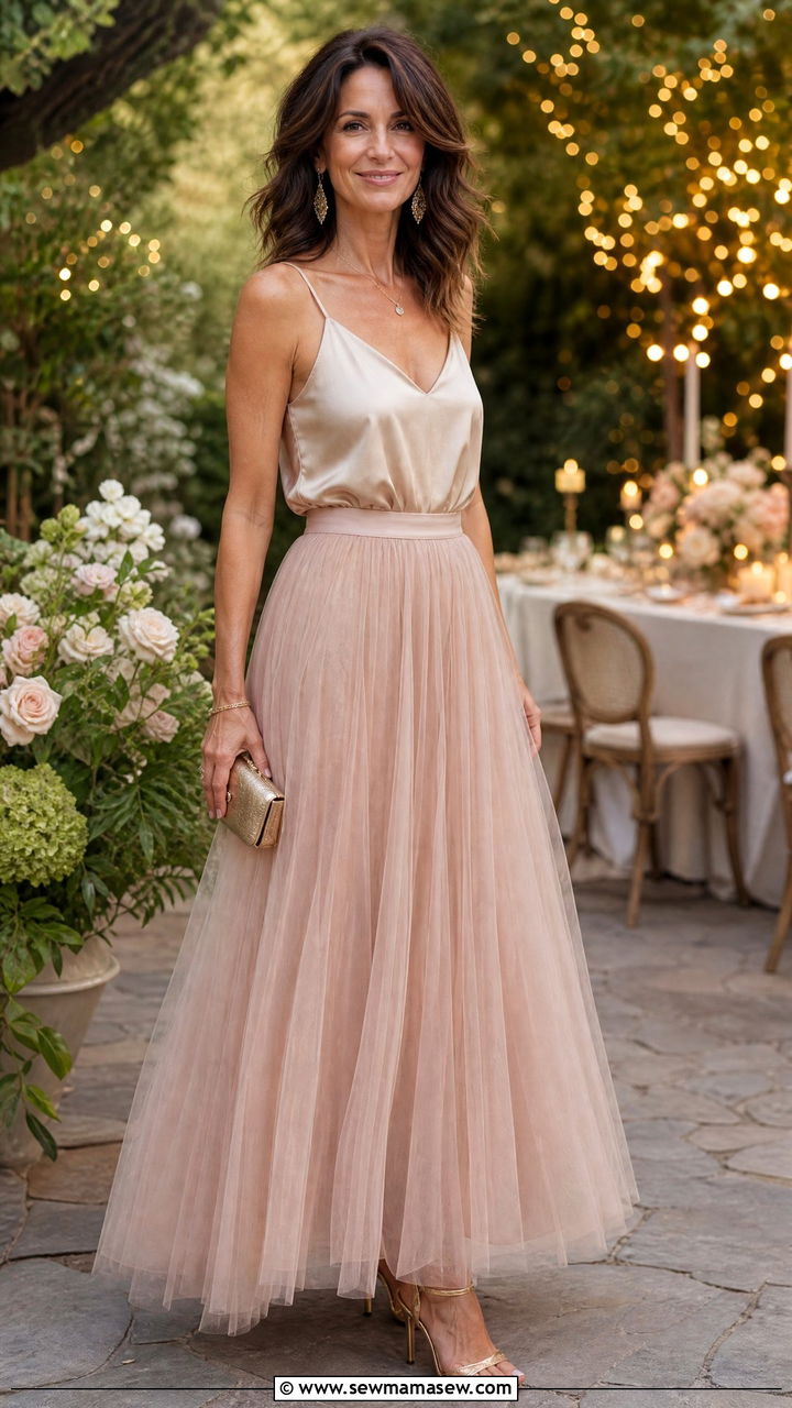 Tulle skirt with silk camisole outfit - 25 Tulle skirt outfit ideas for women over 40