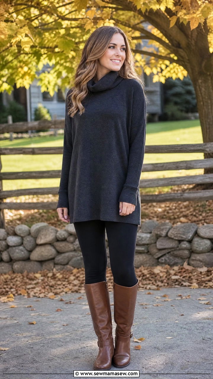 Tunic Sweater With Leggings And Riding Boots - 25 Kid outfit ideas for school picture day