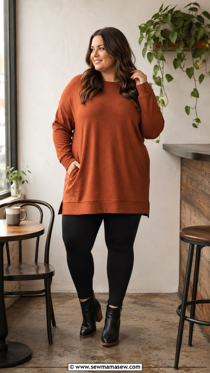 Tunic Sweatshirt and Leggings - 30 Plus size loungewear outfit ideas