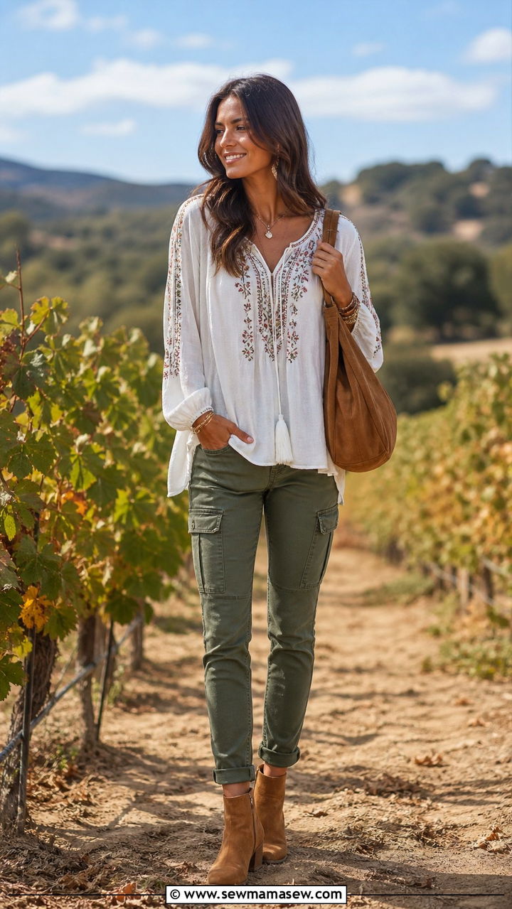 Tunic Top With Cargo Pants and Ankle Boots Outfit - 40 cargo pants outfit ideas for women