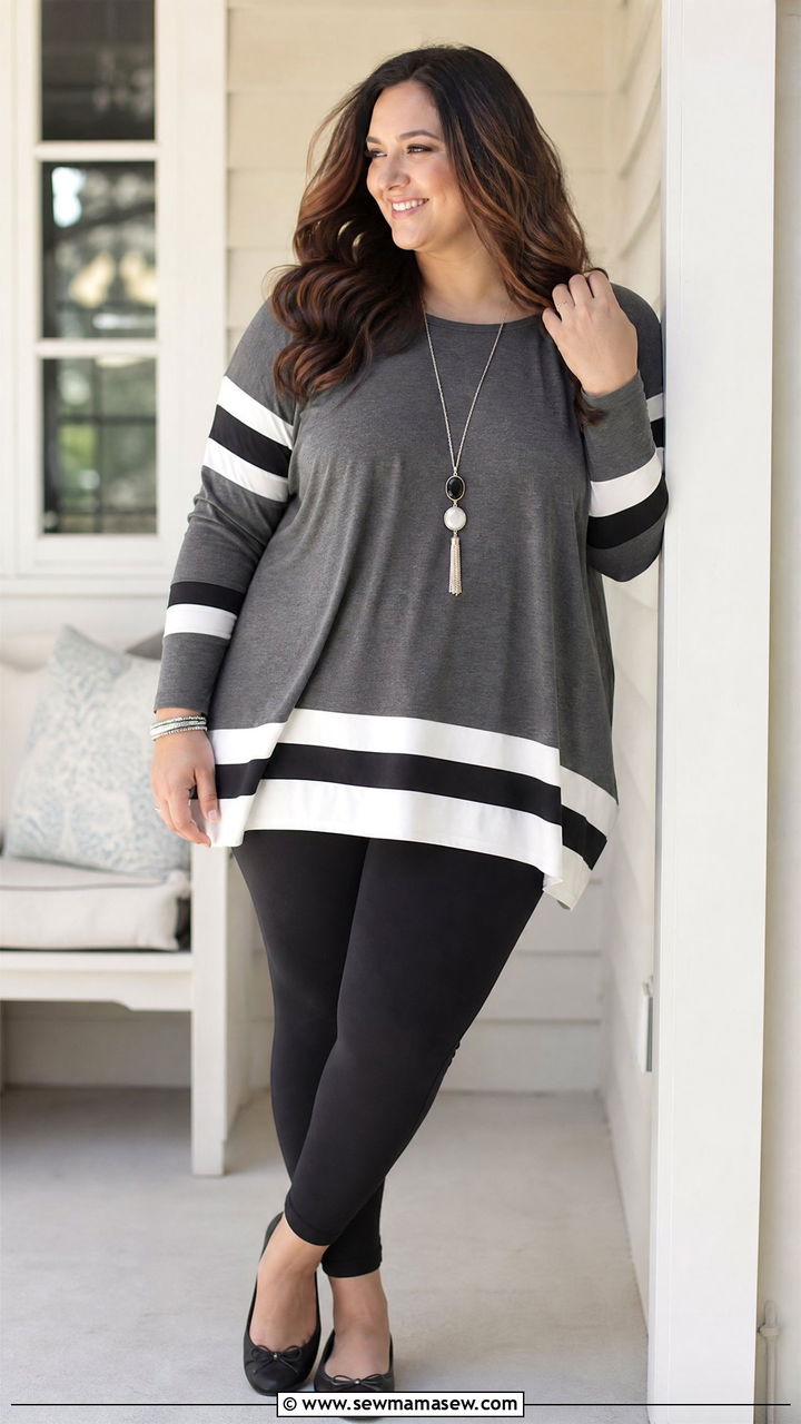 Tunic Top With Leggings And Ballet Flats - 30 Football game outfit ideas plus size
