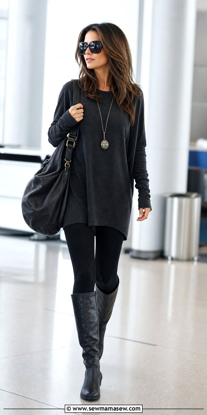 Tunic Top With Leggings And Knee High Boots - 25 classy y2k outfit ideas
