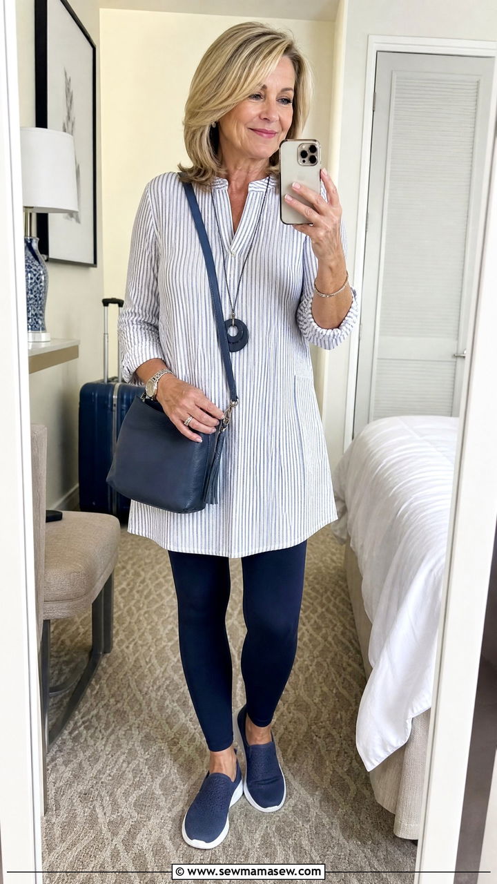 Tunic Top With Leggings - 30 Summer outfits for women over 70