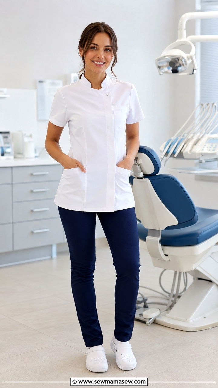 Tunic Top With Slim Fit Scrub Pants Dental Outfit - 30 Dental office outfit ideas