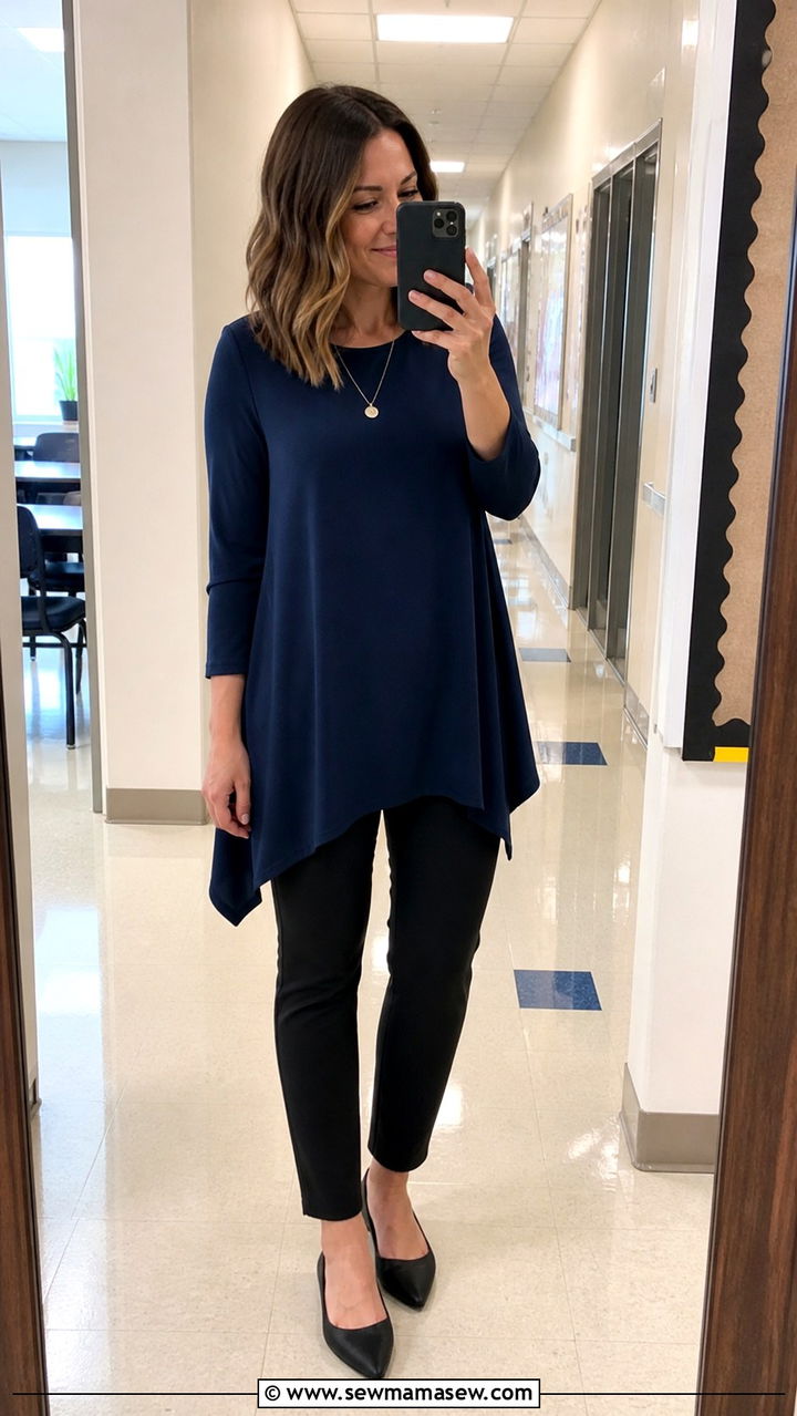 Tunic Top With Slim Pants - 40 teacher outfits ideas