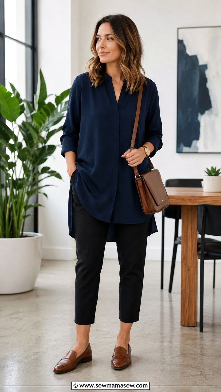 Tunic Top and Ankle Pants Outfit - 25 work outfits for new moms