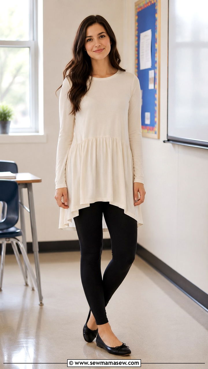 Tunic Top with Leggings - 30 School outfit ideas with leggings