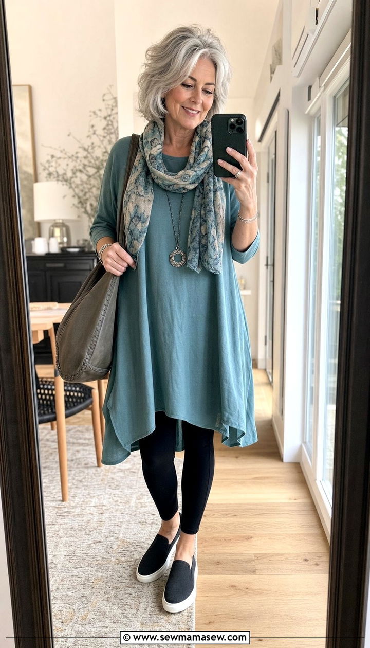 Tunic Top with Leggings Outfit - 25 Cute outfits for women over 70