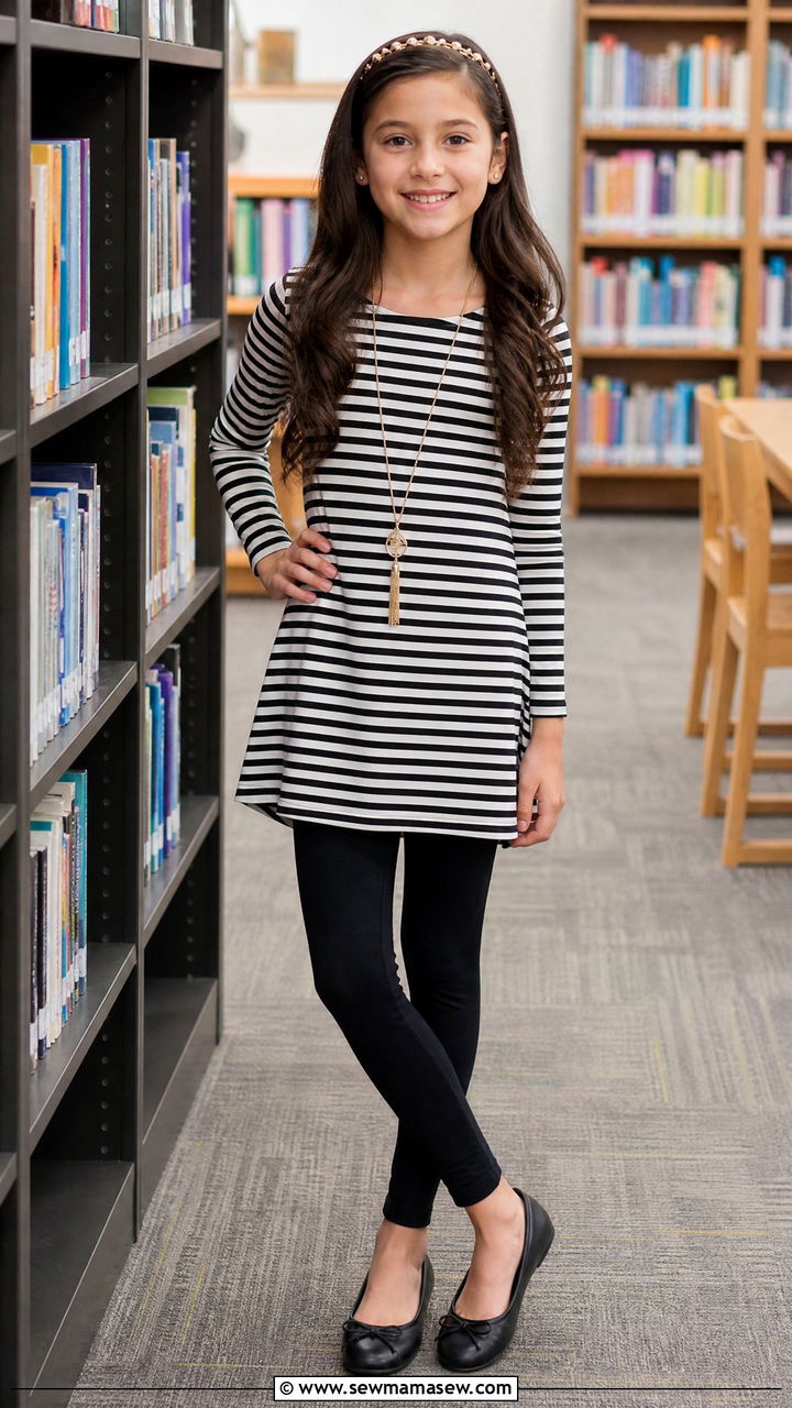 Tunic Top with Leggings and Ballet Flats - 25 Tween outfit ideas for 10 year olds