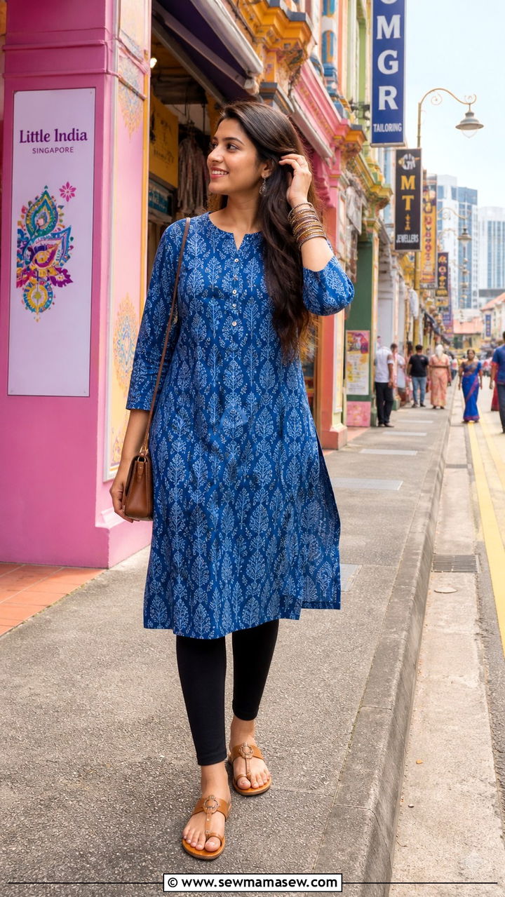 Tunic Top with Leggings and Kolhapuri Sandals - 40 What to wear in Singapore