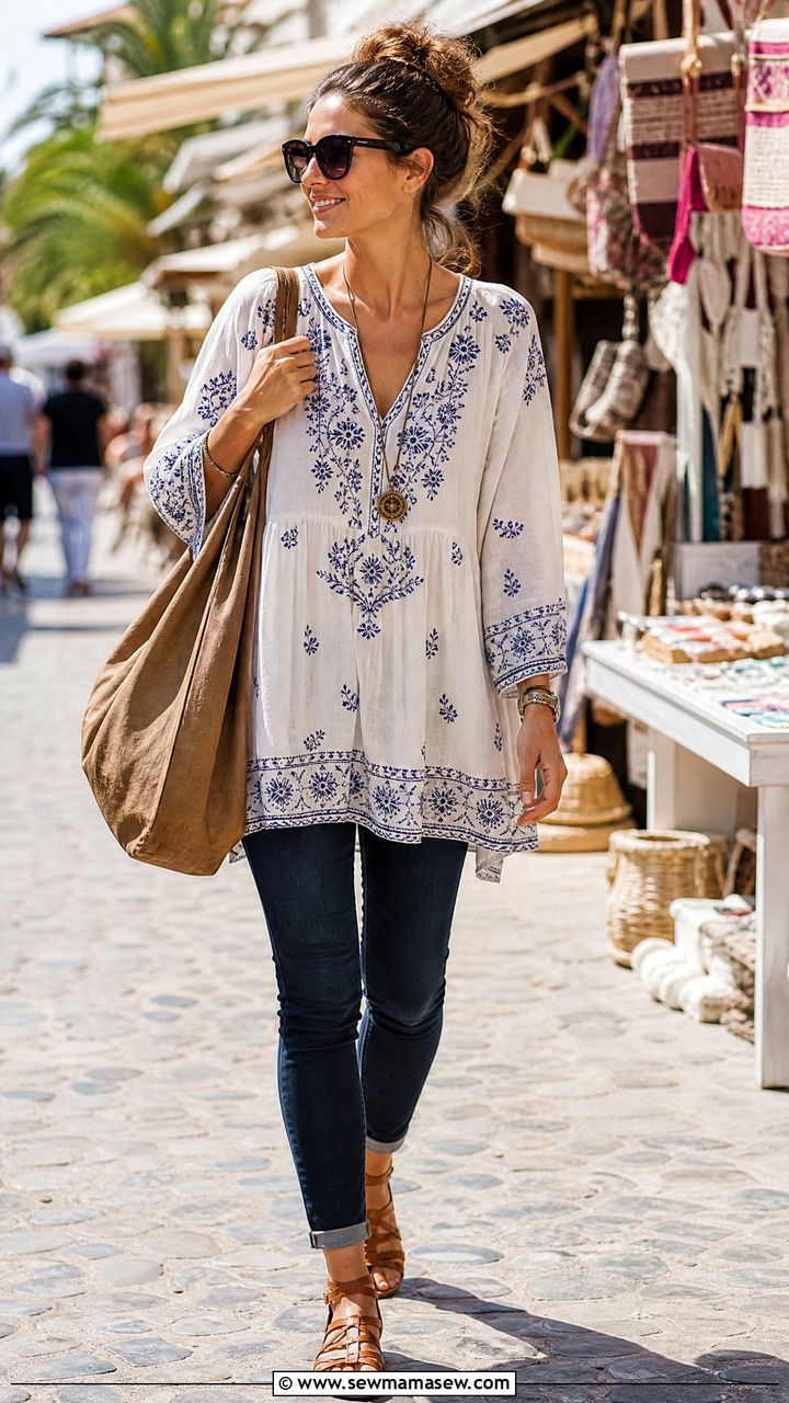 Tunic Top with Skinny Jeans - 30 Summer outfits with skinny jeans