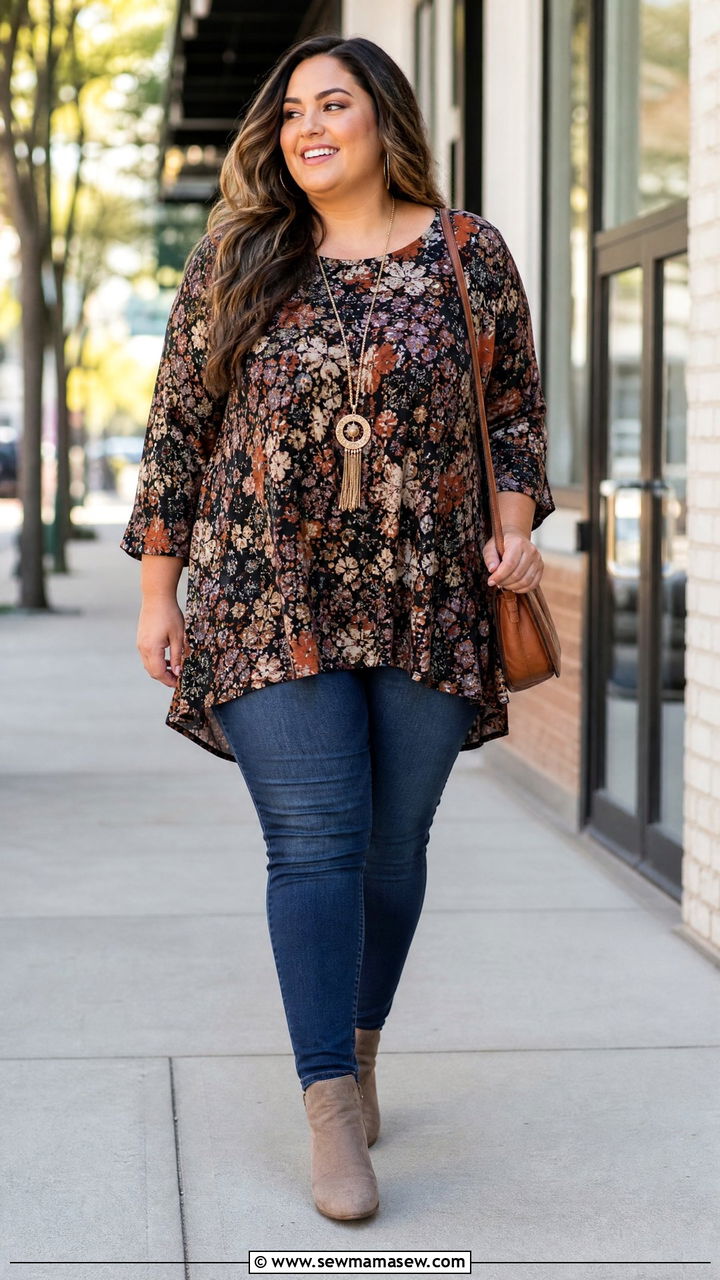 Tunic Top with Skinny Jeans - 30 Cute outfits for plus size
