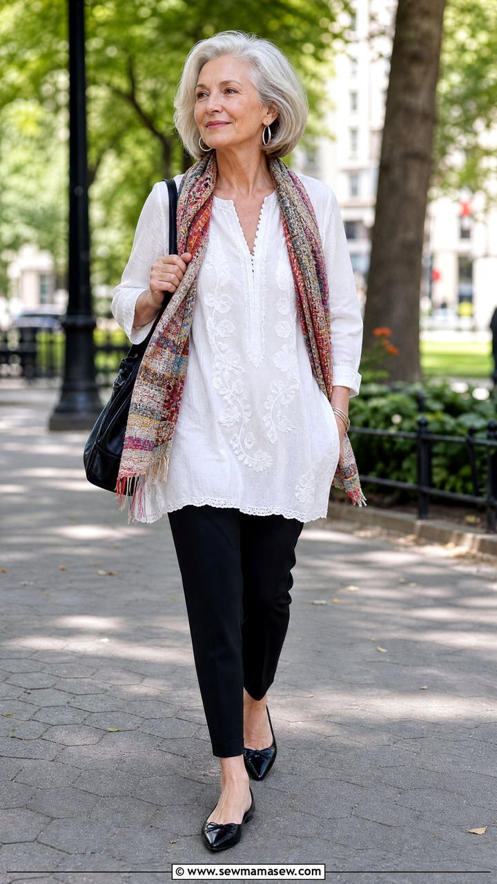 Tunic Top with Slim Ankle Trousers - 30 Elegant outfits for older women