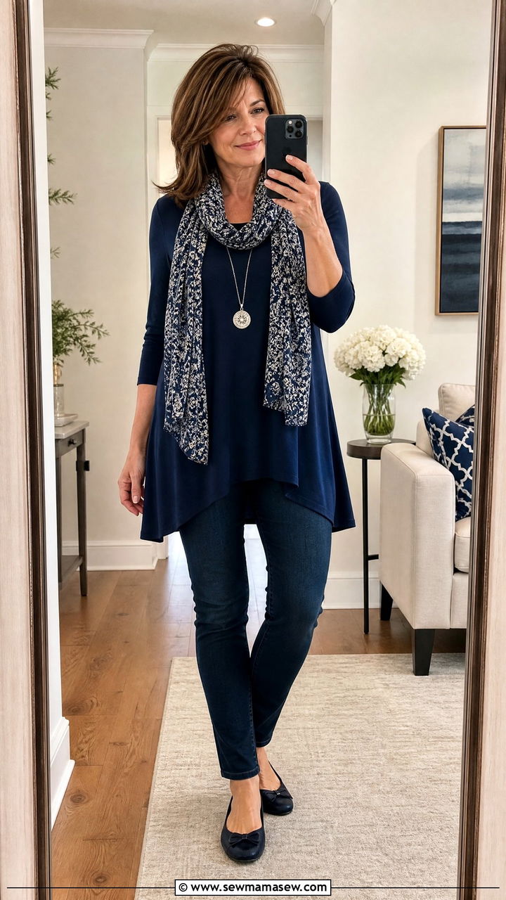 Tunic Top with Slim Fit Jeans - 30 everyday outfit ideas for women over 40