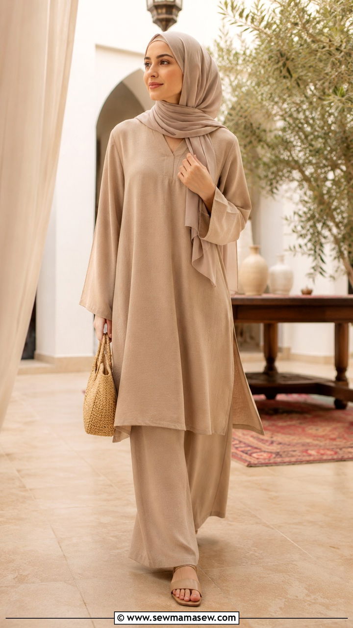 Tunic and palazzo pants set for Ramadan - 30 Modest outfit ideas for Ramadan