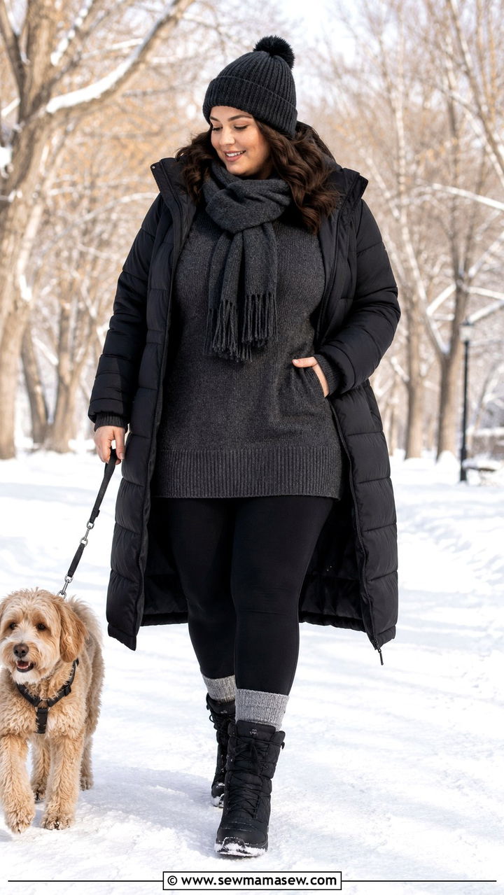 Tunic sweater with fleece leggings outfit - 30 Sweater outfit ideas plus size