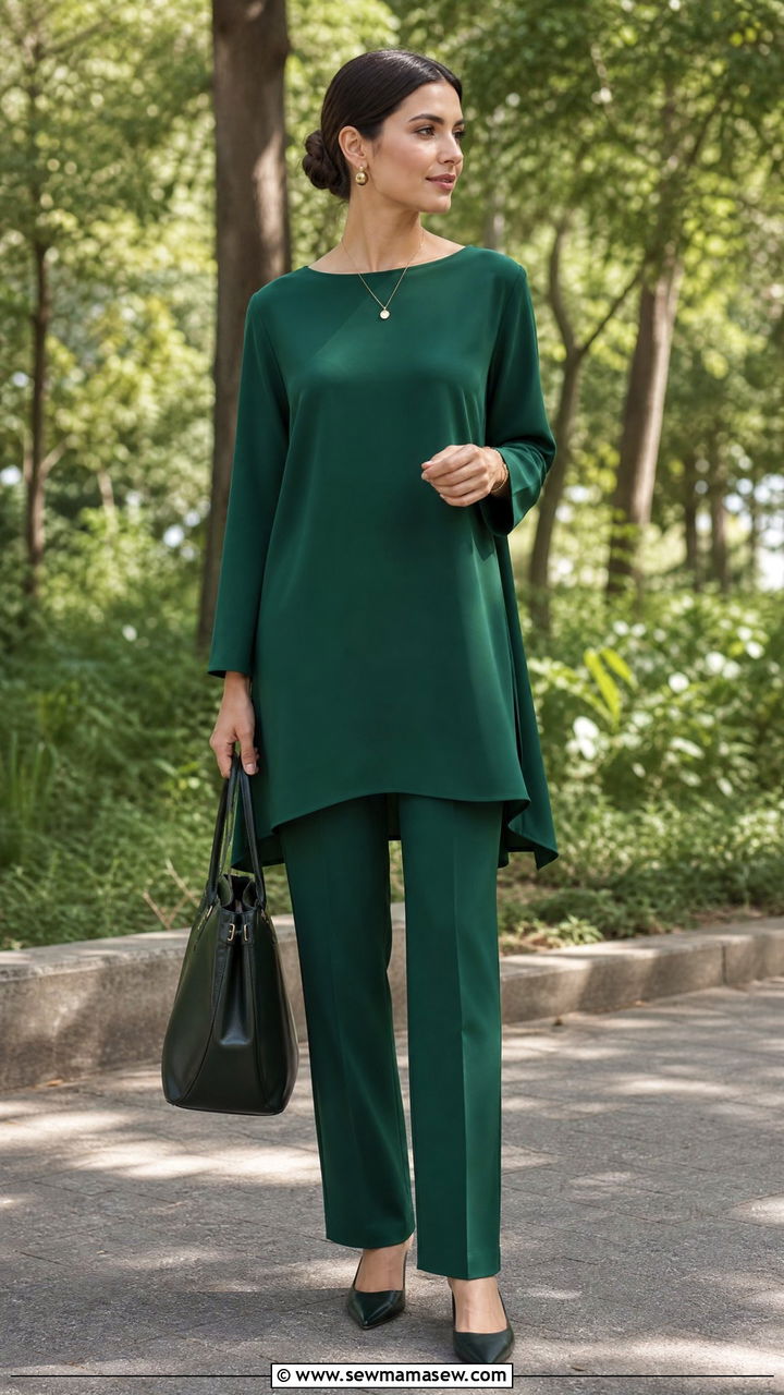 Tunic top and straight leg pant set - 30 Matching set outfit ideas aesthetic