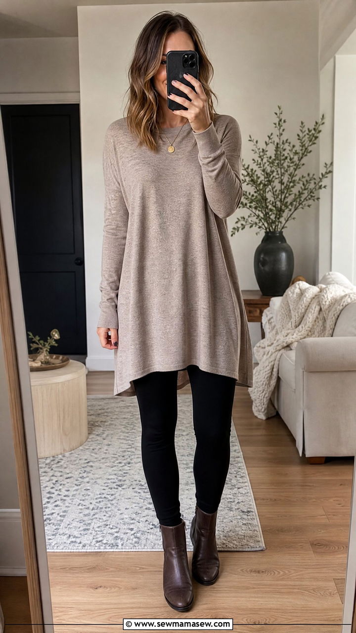 Tunic top with ankle riding boots - 25 Spring outfits with riding boots