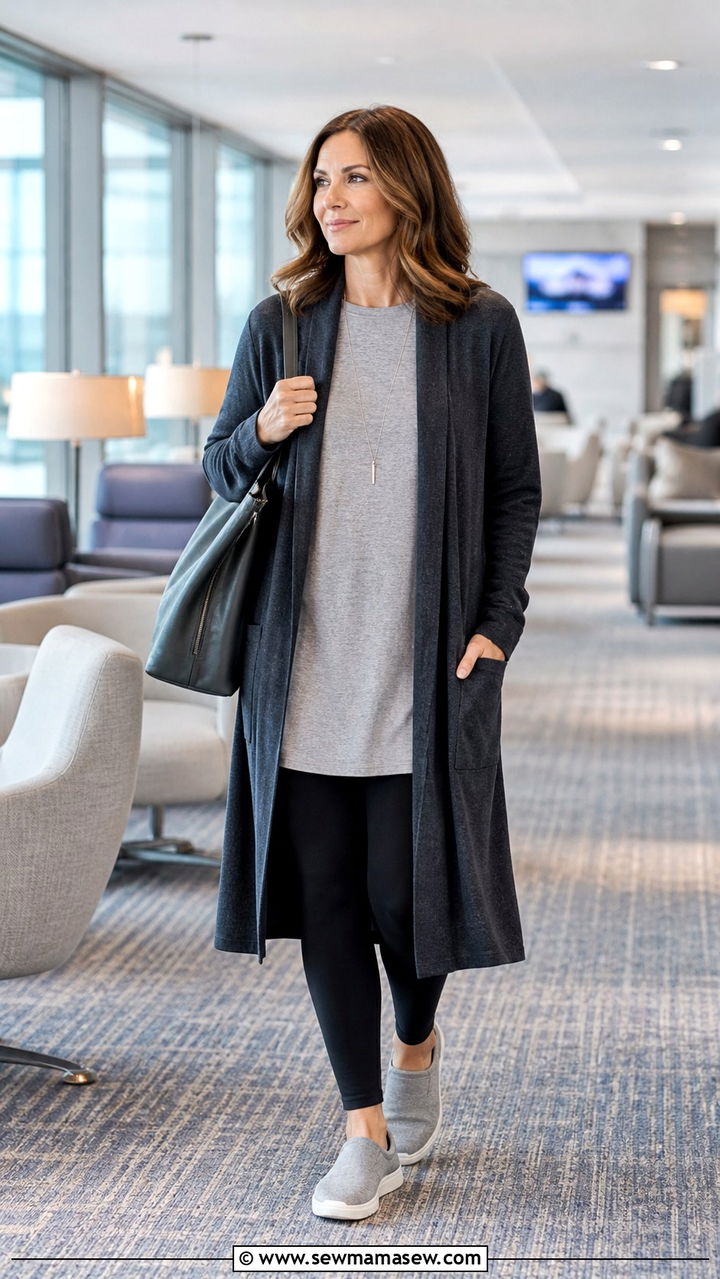 Tunic top with leggings and long cardigan long flight - 40 Long flight outfit ideas