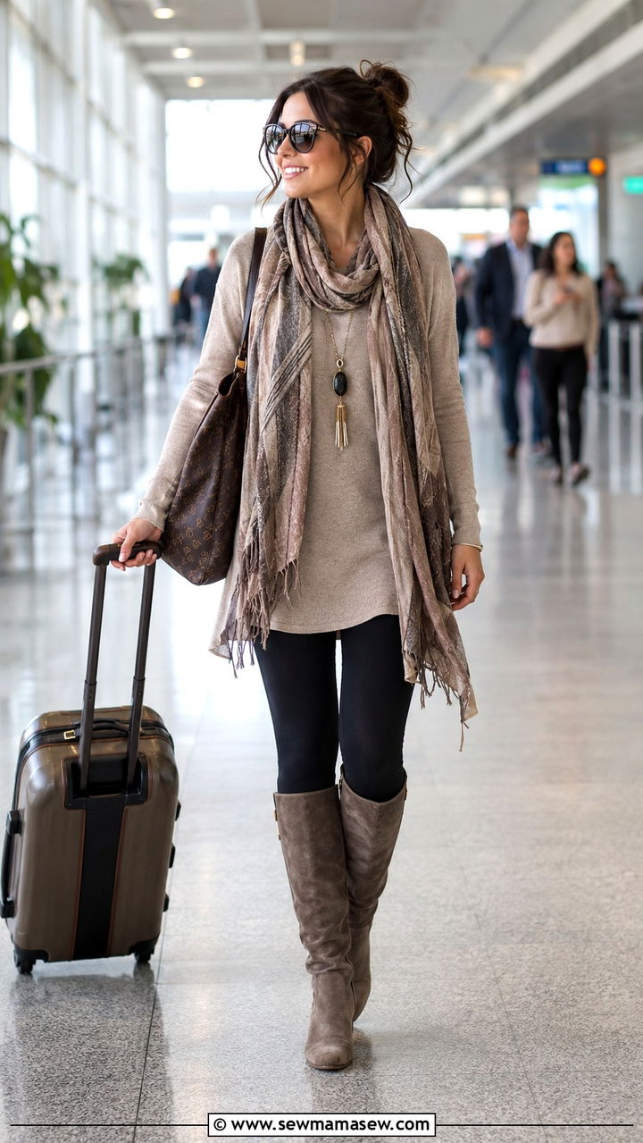 Tunic top with leggings and tall boots - 30 Spring outfits for petite women
