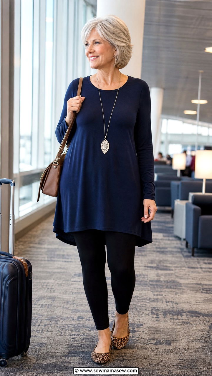 Tunic top with leggings outfit - 30 Stylish outfits for grandmas