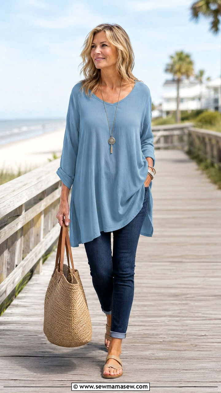 Tunic top with skinny jeans over 50 - 20 How to style skinny jeans over 50