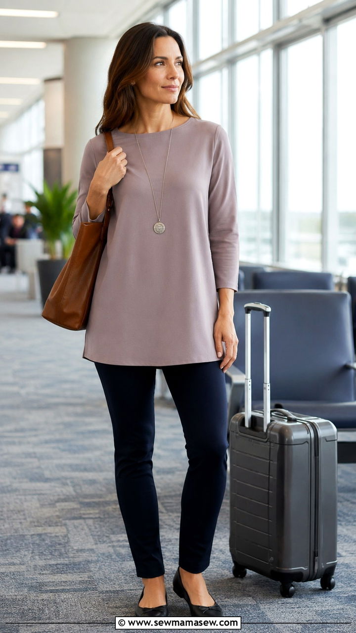 Tunic top with slim fit trousers - 30 Modest wardrobe essentials 2026
