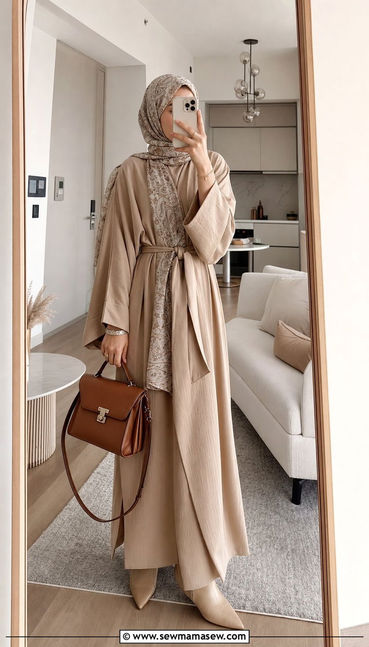 Turkish Kimono Style Abaya With Belt - 25 Eid outfit ideas Turkish