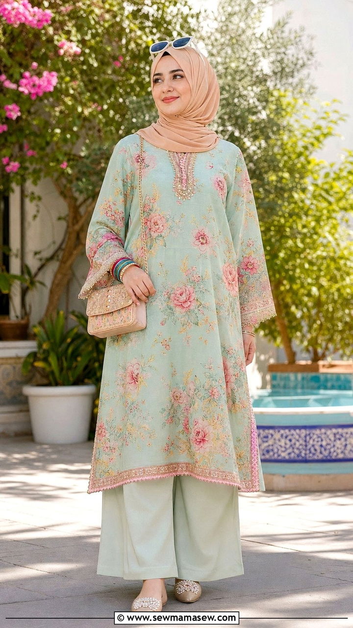 Turkish Lawn Suit With Palazzo Pants - 25 Eid outfit ideas Turkish