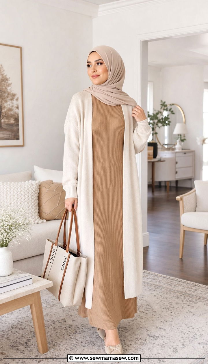 Turkish Maxi Dress With Long Cardigan - 25 Eid outfit ideas Turkish