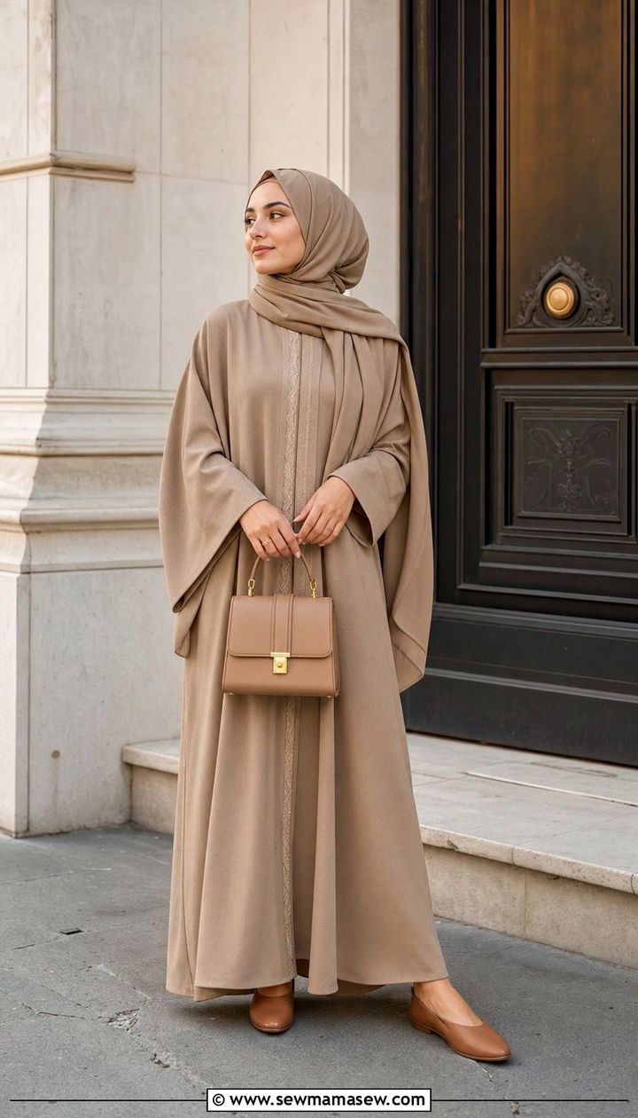 Turkish Neutral Toned Minimalist Abaya - 25 Eid outfit ideas Turkish