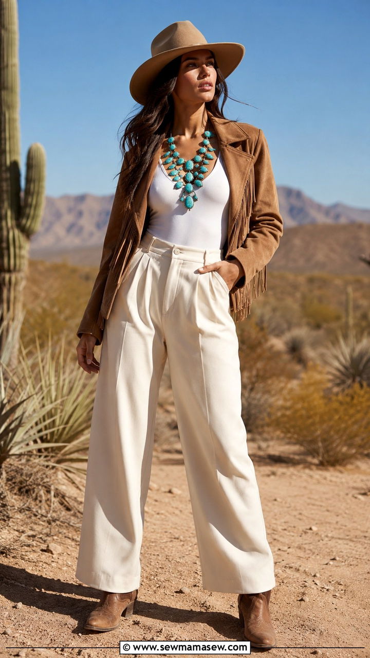 Turquoise Jewelry With Neutral Western Separates - 25 Western outfit ideas Beyonce Cowboy Carter