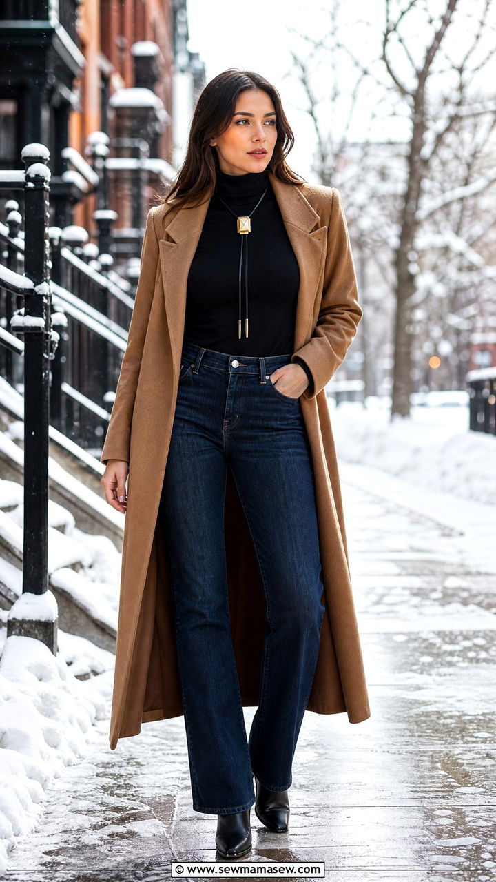 Turtleneck And Bolo Tie Winter Outfit - 20 Western outfit ideas with bolo tie