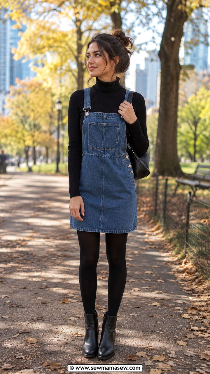 Turtleneck And Pinafore Dress Outfit - 25 Mom uniform outfit ideas
