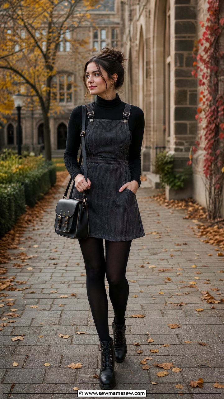Turtleneck And Pinafore Dress School Outfit - 30 classy school outfits