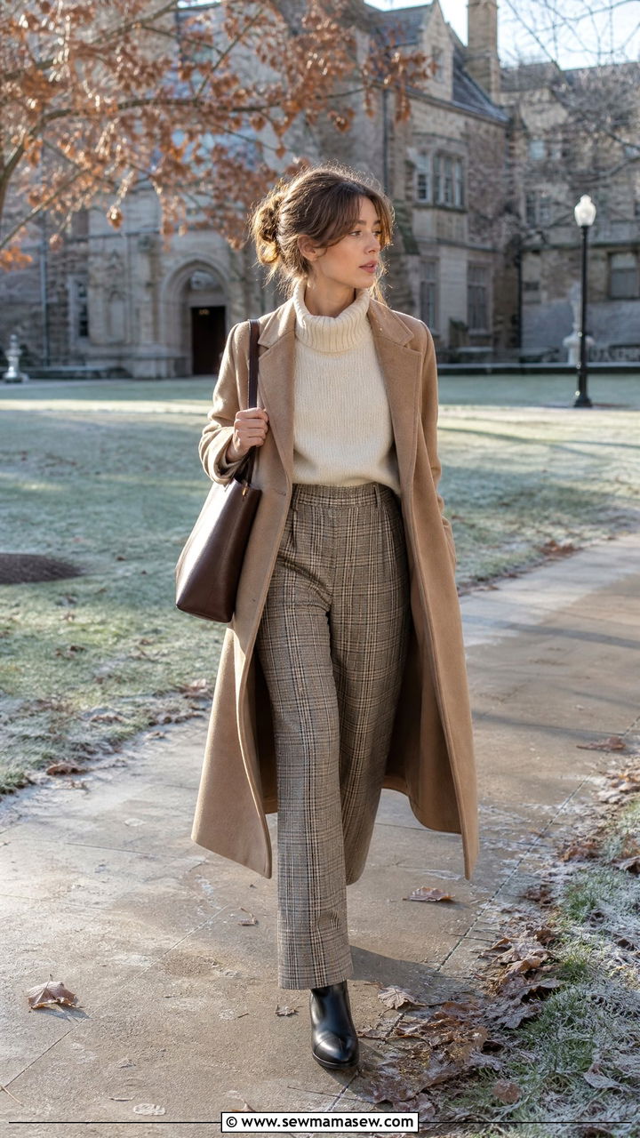 Turtleneck And Plaid Trousers Outfit - 25 light academia outfits 2026